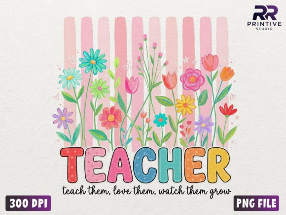 Download Preppy Stripes Teacher Floral Quote PNG - Premium Resources