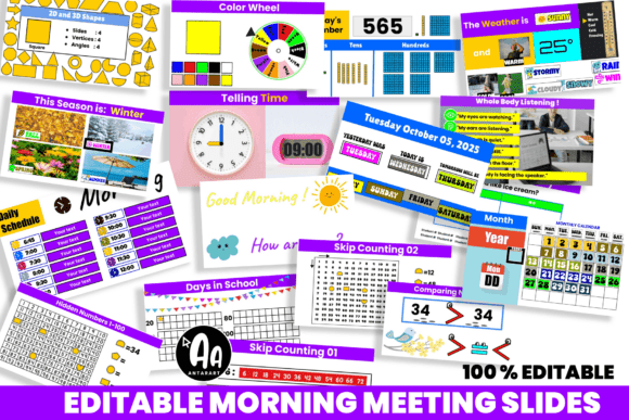 Download Morning Meeting Slides, Calendar &amp; Math - Meeting Collection