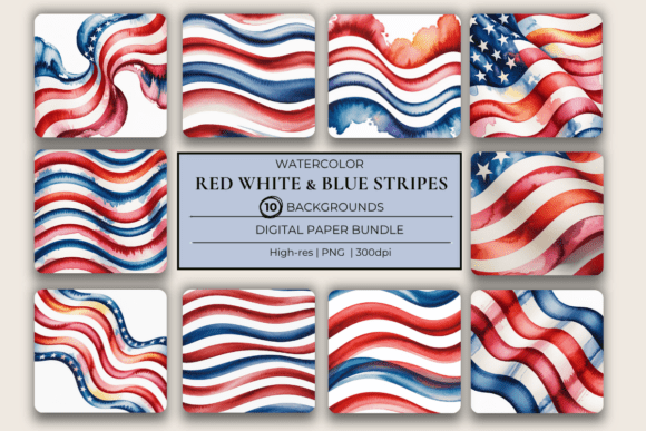 Download USA Watercolor Stripes Red White &amp; Blue - Blue Collection
