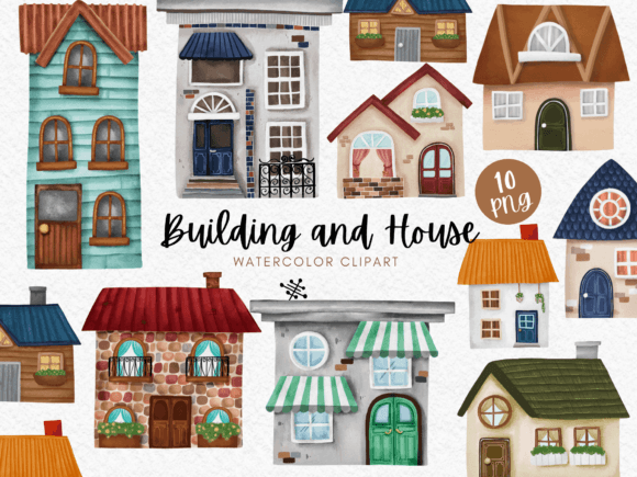 Download Building and House Watercolor Clipart - House Collection