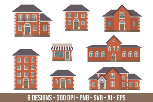 Download Brick House Building Clipart Set. - House Collection