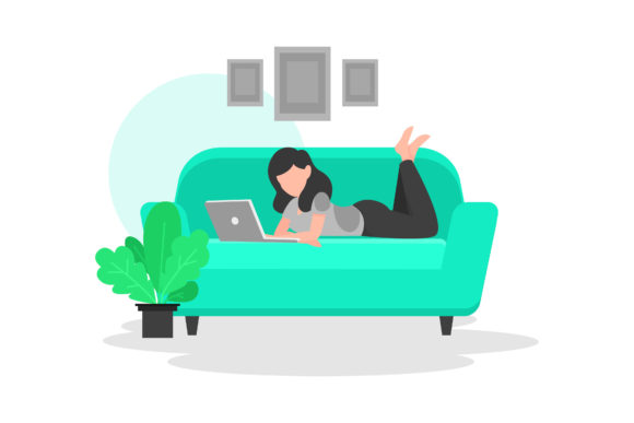Download Illustration of Working with a Laptop - Work Collection