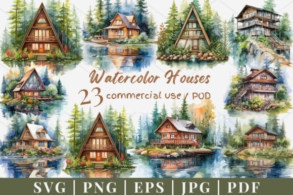 Download 20 Watercolor House Vector, SVG, PNG 960 - House Collection